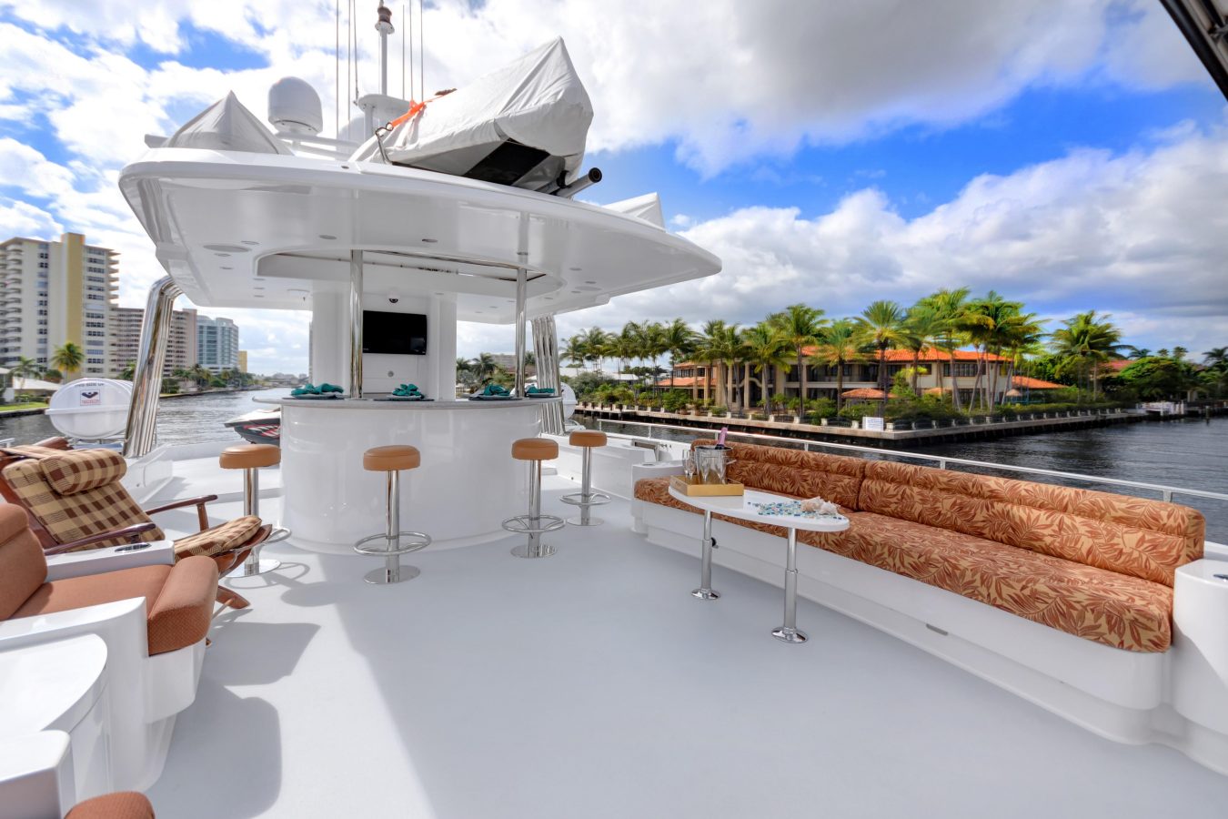 Marbella yacht bridge deck lounge port side view